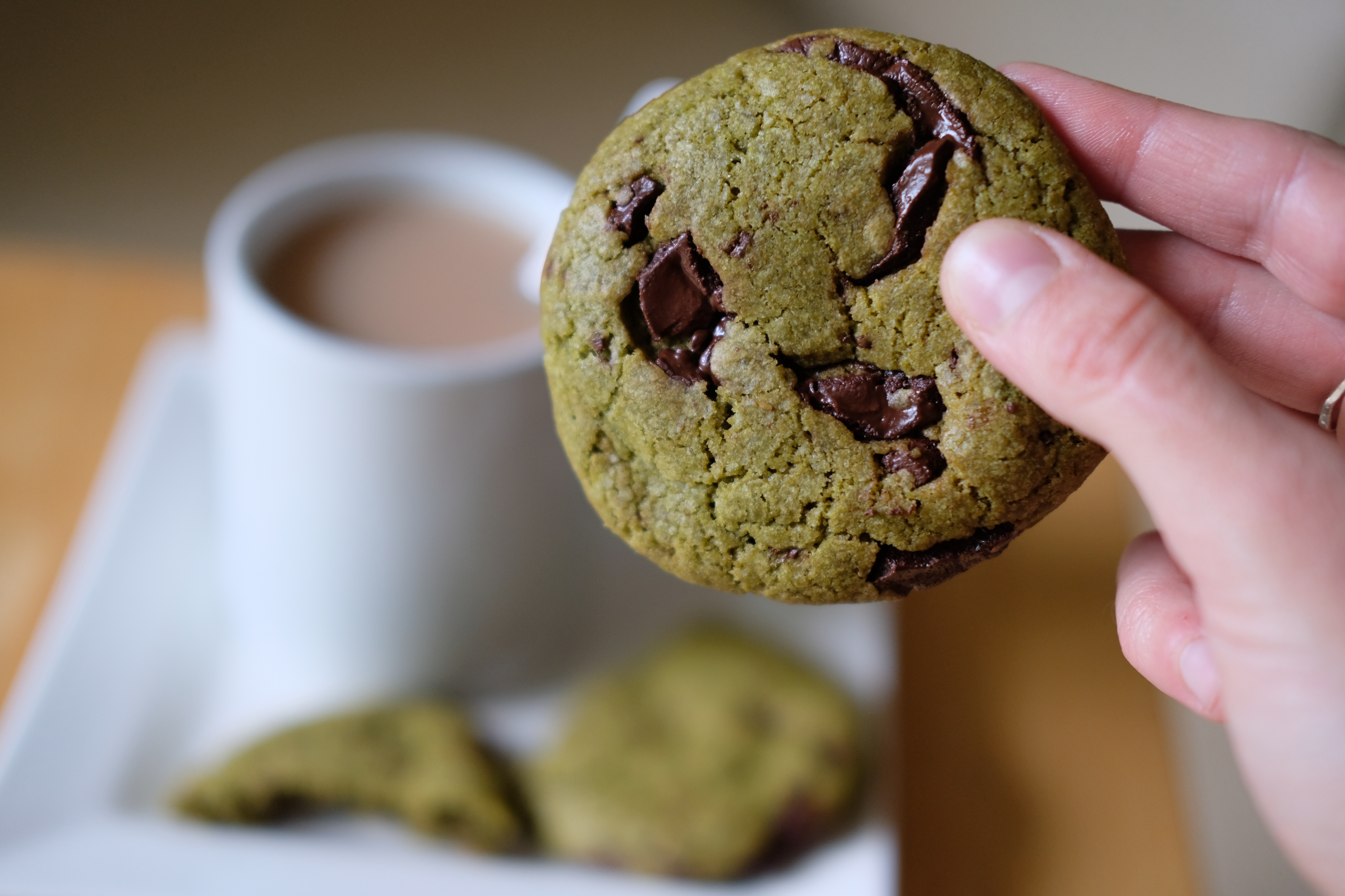 Matcha & Blood Orange Dark Chocolate Chip Cookies